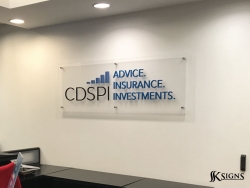 3D dimensional letter on acrylic backer installed at lobby at CDSPI Toronto