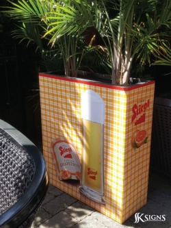 Wrapped planters at Miller Tavern for branding