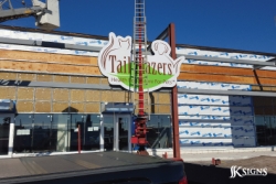 Exterior Building Sign being Installed in Etobicoke