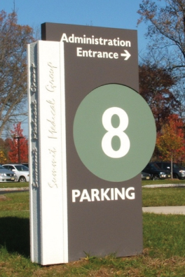 Wayfinding sign at the entrance to a building