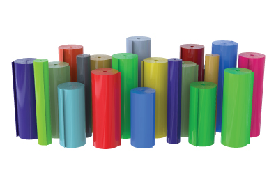 Various coloured rolls of vinyl for sign making