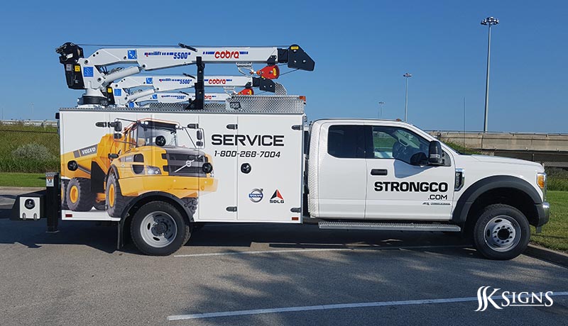 Fleet graphics for strongco with volvo hauler in Mississauga