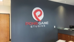 Pong Game Studios Lobby Signs Made by SSK Signs in Mississauga