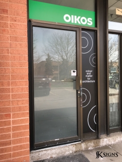 Etched and Printed vinyl on glass entrance at Omni Decor