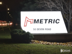Exterior Monument sign for Metric Storage Systems in Brampton, ON