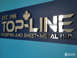 Dimensional letter lobby sign for Top Line Roofing in Mississauga
