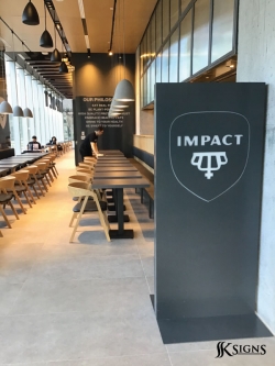 Stand up sign for Impact Kitchen in Toronto